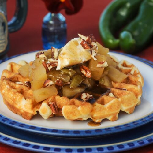 Waffles with Apple-Green Chile Compote 1