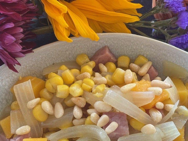 Butternut Squash with Ham, Corn and Onions 1