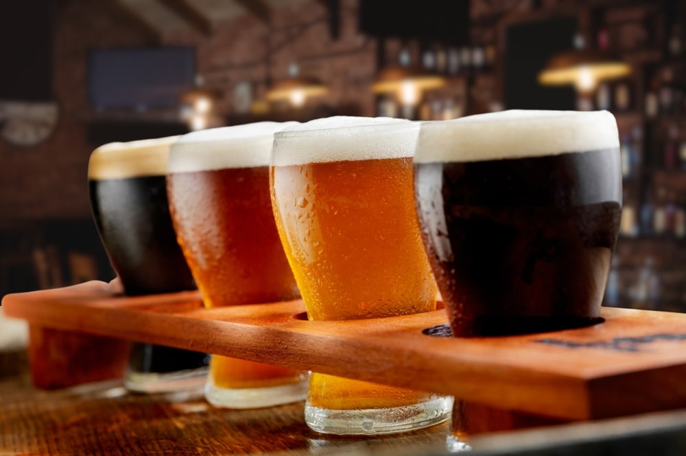 Flight of beer like those at Marble Brewery and other Top Breweries in Albuquerque